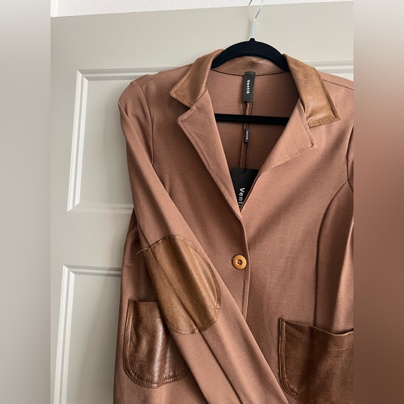 Light Brown Blazer with Leather Details - Picture 2 of 5
